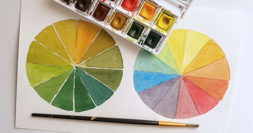 Farbkreise und Aquarellfarben