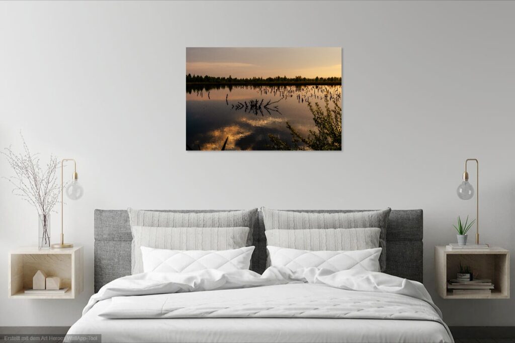Schlafzimmer mit passendem Wandbild