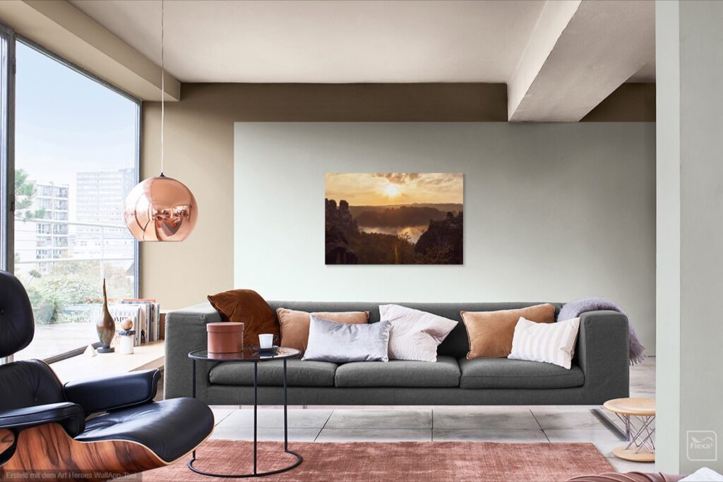 Wohnzimmer mit Natur Wandbild