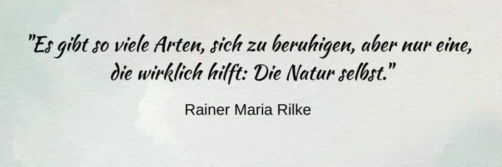 Es gibt so viele Arten, sich zu beruhigen, aber nur eine, 
die wirklich hilft: Die Natur selbst. -Rainer Maria Rilke