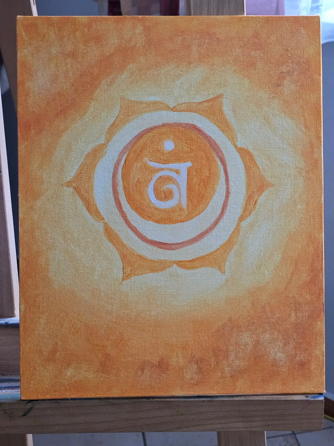 Sakralchakra - Acrylbild im Malprozess