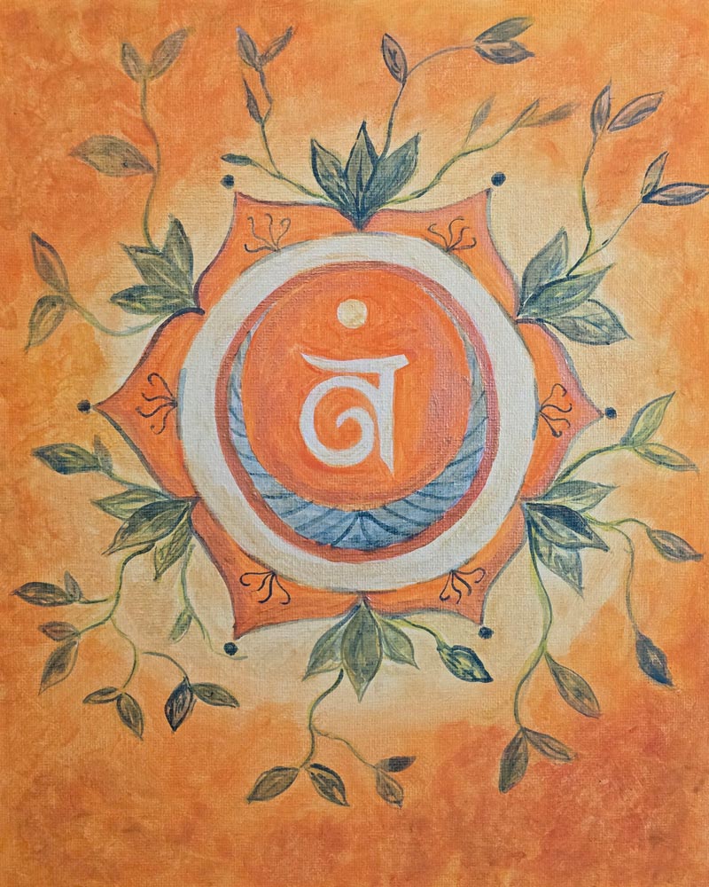 Sakral-Chakra mit grünen Ranken